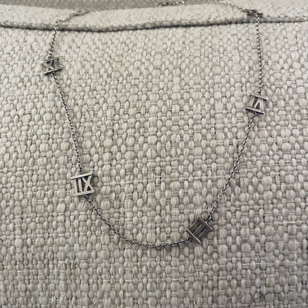 Sterling Silver Roman Numeral Designer Inspired Necklace